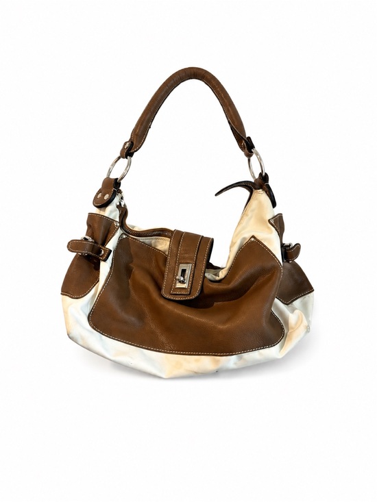 Laurent Effel Handbags - Two-Tone Brown and Cream Shoulder Bag with Top Handle